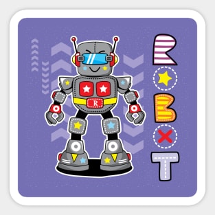 Robot purple Kids Design Sticker